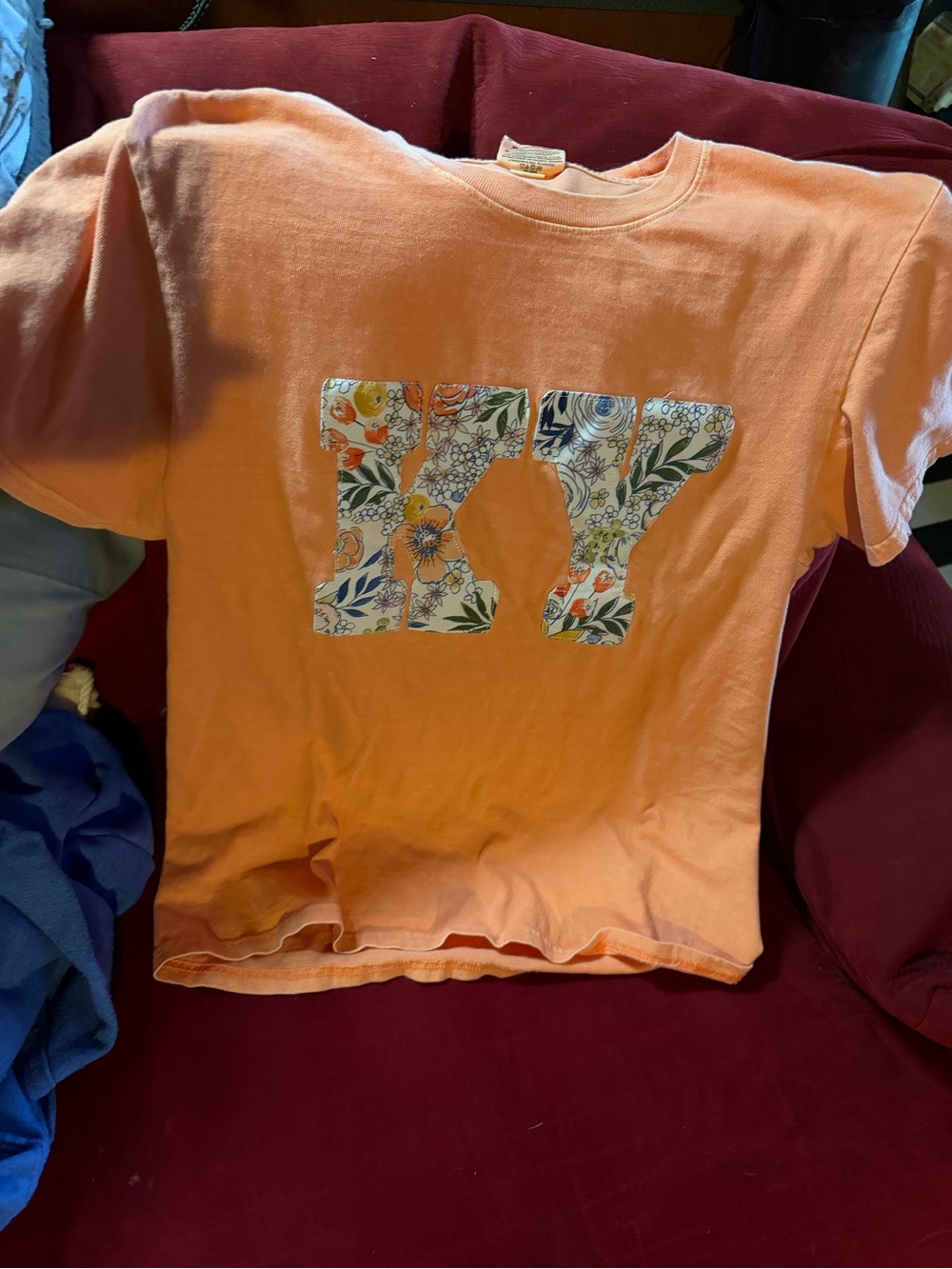 Kids Floral Letter Graphic Tee - Peach